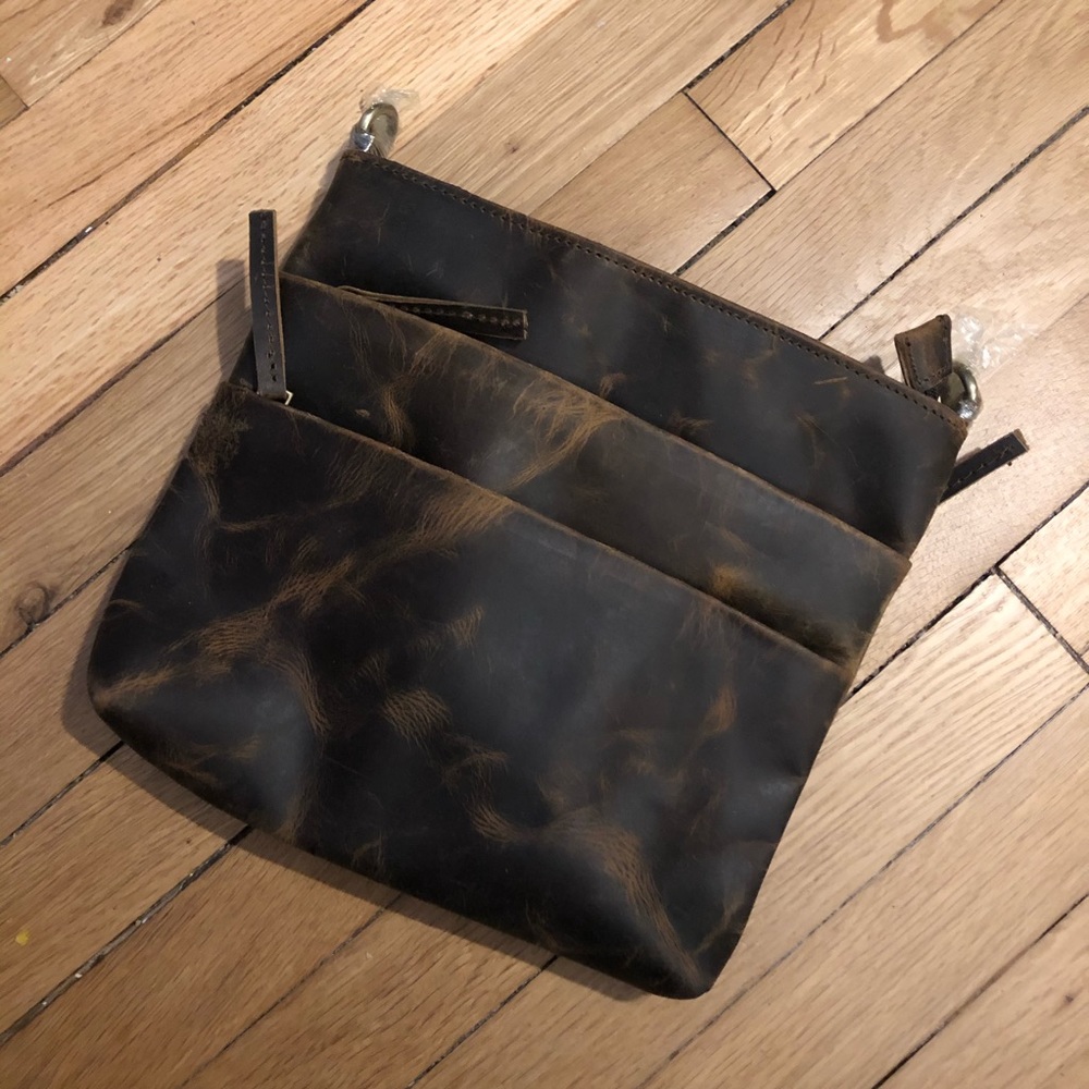 Distressed leather crossbody bag. NWOT